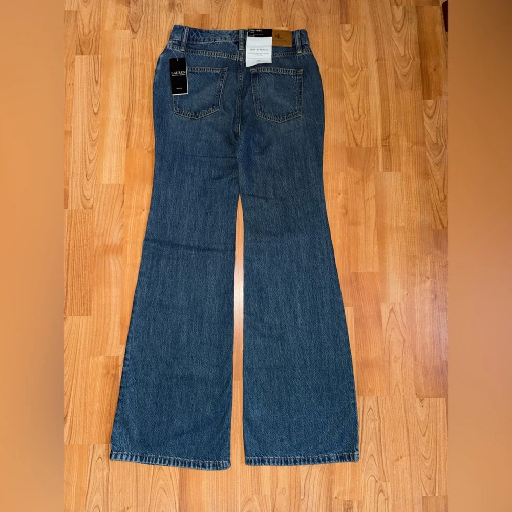 Ralph Lauren Women Size 0 Petite High Rise Flare Denim Jeans Expossed Button New - Picture 13 of 16